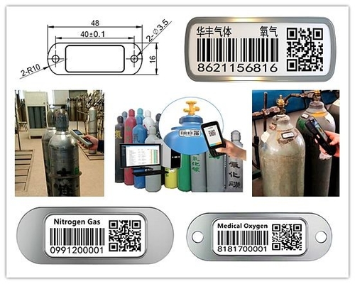 Protection UV chimique de résistance à la corrosion de code barres oxygène-gaz de cylindre