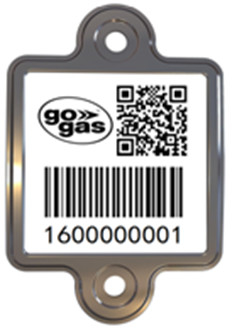 La verticale installent code barres de cylindre étiquette le LPG dépistant le label permanent de protection UV