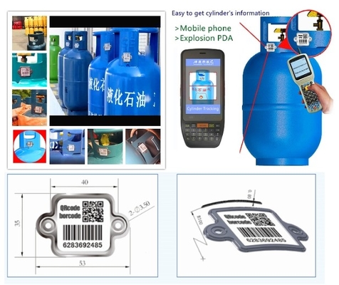 Étiquette de cylindre de l'acier inoxydable 128 Code QR LPG dépistant le système de gestion